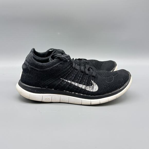 Nike Shoes Womens 7 Black White Free Flyknit 4.0 Minimalist Running Sneakers - Picture 1 of 10